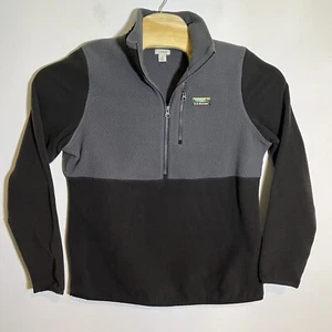 LL Bean Women’s M Polartec Katadin Fleece Colorblock 1/2 Zip Pullover Black Grey - Picture 1 of 6