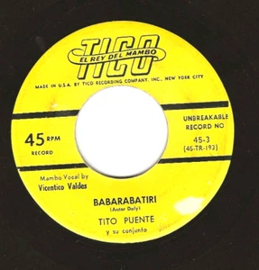 TITO PUENTE - Babarabatiri/Cuban Mambo - Tico 45-3 Dark red vinyl! - Picture 1 of 2