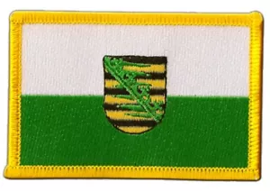 Deutschland Sachsen Aufnäher Flaggen Fahnen Patch Aufbügler 8x6cm - Foto 1 di 1