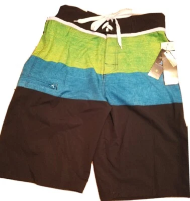 Bañador Burnside para Hombres Talla 28 Boardshorts Verde/Azul/Negro Playa UV NUEVO CON ETIQUETAS Nuevo Foto 1 de 4