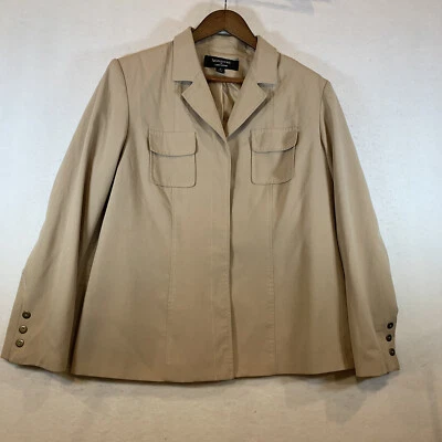Chaqueta Signature By Larry Levine para mujer talla 16 color arena abotonada Foto 1 de 4