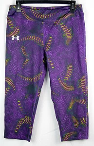 Under Armour Purple Snakeskin Print Capri Activewear Fitted Pants Girls XL (YXL) - Picture 1 of 2