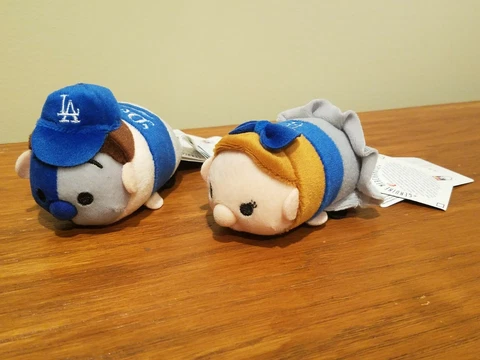 LA Los Angeles Dodgers MLB Stadium Stackers FOCO Plush Set Cheerleader + #1 Fan Cover