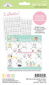Day To Day Calendar Numbers Clear Stickers-12 Months - 3 Pack - Picture 1 of 1