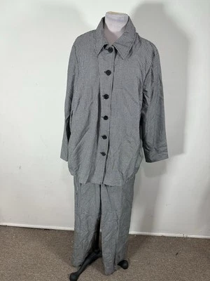 JMS Mujer’s Negro Blanco Color Manga Larga Camisa Pantalón Traje Conjunto Talla 2X Foto 1 de 4