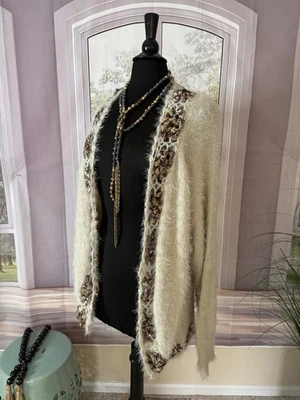 Easel Embroidered Cardigan Sweater, M/L NWOT - Image 1 of 4