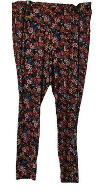 Leggings florales multicolores negros talla grande 22/24 Woman Within elásticos coloridos Foto 1 de 4