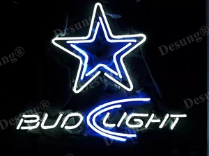 Dallas Sport Cowboys Beer Neon Sign 19"x15" Real Glass Bar Gift Decor Beer - Picture 1 of 8