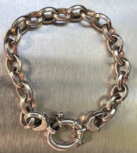 Nice Vintage Italian Designer Milor Sterling Silver Bracelet Rolo Chain 7” - Picture 1 of 7