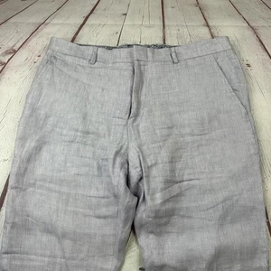 Pantalones de lino Murano Baird McNutt para hombre 38x30 gris claro Alex Fit vestido ligero - Imagen 1 de 13