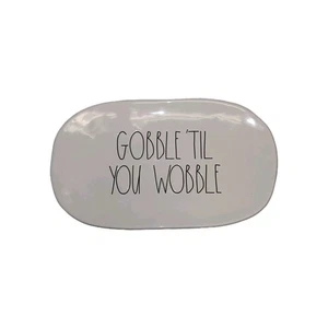 Rae Dunn Gobble Til You Wobble Platter Ceramic Thanksgiving Serving Tray Decor - Picture 1 of 2