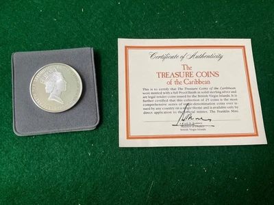 $20 - 1985 BVI Silver THE TREASURE COINS OF THE CARIBBEAN - Image 1 of 3