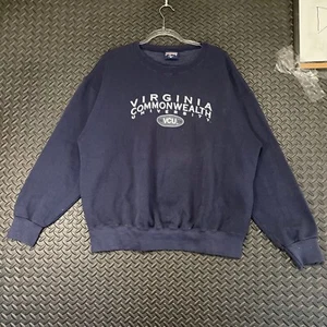 Vintage Virgina Common Wealth University Navy Blue Pullover Crew Neck Sweater XL - Picture 1 of 8