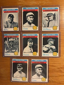 1973 Topps All Time Leaders Complete Set (8) Ruth Aaron Gehrig Cobb NM BV$305 - Picture 1 of 2