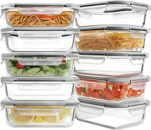 10 Pack 22Oz Glass Meal Prep Containers, Food Storage Containers with Lids, Airt - Picture 1 of 7