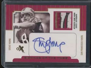 2004 Fleer Football Steve Young #STAJ/SY Game Worn Jersey Patch Auto /25 - Picture 1 of 2