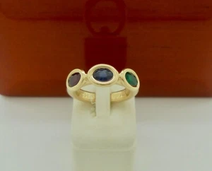Authentic Chaumet Emerald Ruby Sapphire 18k Yellow Gold Ring - Picture 1 of 11