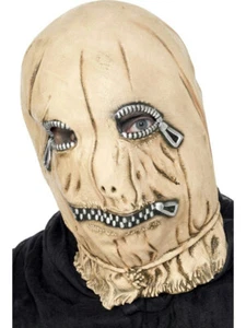 Men's Skin Color Zip Face Overhead Costume Adult Latex Mask with Mock Zippers - Picture 1 of 1