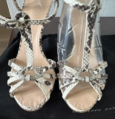 Giuseppe Zanotti Real Snakeskin w/Swarovski Crystal buckle Heel Size 7.5 - Image 1 of 4