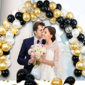 120 Stck. Ballon Bogen Girlande Kit Party Zubehör, 5 Zoll 12 Zoll Schwarz Gold Weiß - Bild 1 von 5