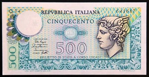 1974 Italy 500 Lire Banknote - Star Watermark - Crisp Uncirculated - Picture 1 of 2