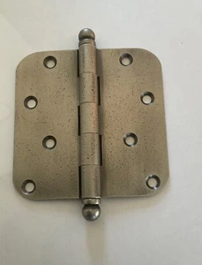 SOLID BRASS  Bravura 4” X 4" x 5/8 R Door Hinge Distressed Nickel - No Rust - Picture 1 of 2