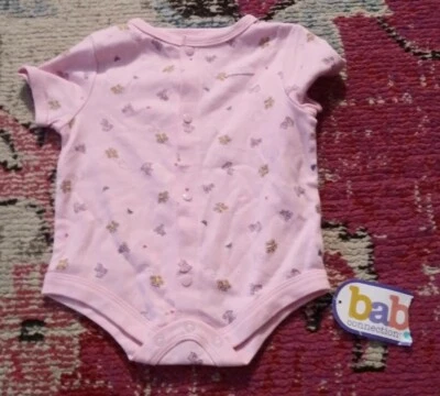 NEW NWT Baby Connection size 6-9 mo pink cat spring short sleeve bodysuit girls - Image 1 of 3