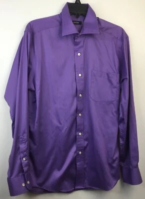 Camisa de vestir para hombre Izod de algodón calce ajustado 16 (34-35) manga larga púrpura con botones Foto 1 de 4