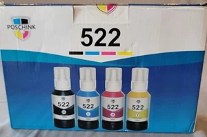 Poschink 522 Refill Ink for EcoTank Printers ET-2720 ET-2800 ET-4700 - 4 Pack - Picture 1 of 4