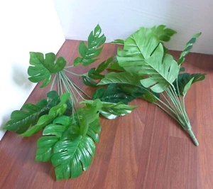 2 Pcs Artificial Plants Grass 13" Height Small Turtle Leaves (12 Leaves eacj) - Picture 1 of 6