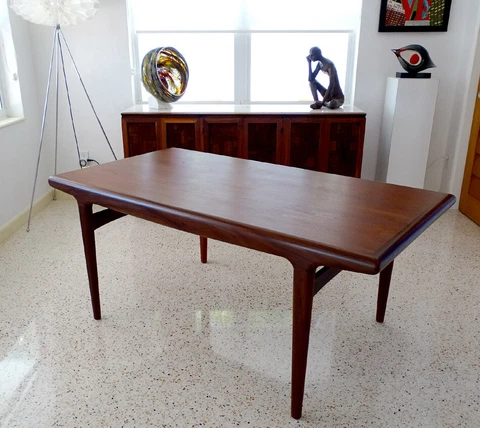 Vintage DANISH MODERN Mid Century JOHANNES ANDERSEN Teak EXTENDABLE DINING TABLE Cover