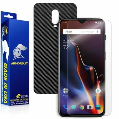 ArmorSuit MilitaryShield OnePlus 6T Screen Protector + Black Carbon Fiber Skin - Image 1 of 4
