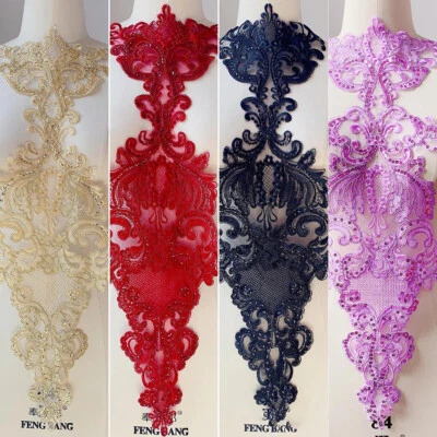 Mesh Sequin Embroidered Patches Dress Cheongsam Applique Clothing Sewing Decor - Image 1 of 4