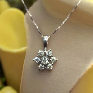 Beautiful 0.75 TCW F/VS1 Round Brilliant Cut Natural Diamonds Necklace 18K Gold - Picture 1 of 8