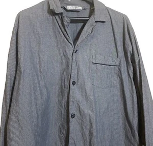 Roundtree & Yorke Mens Sleepwear Button Up Shirt Long Sleeve Gray Striped XL - Picture 1 of 8