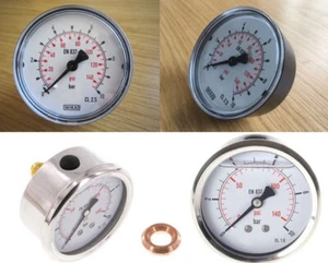 Manometer waagrecht waagerecht hinten Ø 40 50 63 100 Druckluft Glycerin Wasser - Bild 1 von 14