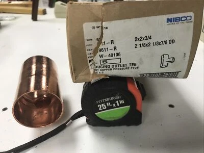 NIBCO 2x2x3/4 Wrot Copper PresS Sweat Solder RedTee 611R 2" x 2" x 3/4" 1 EACH - Image 1 of 2
