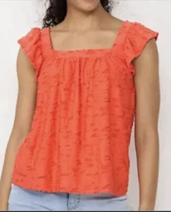 Women's LC Lauren Conrad Ruffled Sleeve Cross-Back Top, XS - Picture 1 of 7
