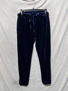 Zara Trafaluc Womens Joggers Pants Blue Elastic Stretch Drawstring Velour S - Picture 1 of 12