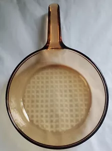 Pyrex Corning Visions Small 7" Amber Waffle Bottom Skillet Fry Pan France - Picture 1 of 7