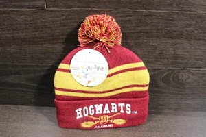Harry Potter Hogwarts Alumni Beanie Knit Hap Cap Striped Pom Pom One Size New - Picture 1 of 4
