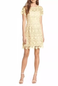 Eliza J Open Lace Dress, Floral, Pastel Yellow, Women’s 10 NWT, $178 - Picture 1 of 14
