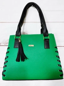  Womens Tote Bag Green Zipper Shoulder Purse w/Tassel Bag charm Shoulder Strap - Picture 1 of 6