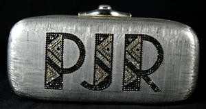 Bolso clutch JUDITH LEIBER plata metal cepillado cristal MINI MINAUDIERE caja - Imagen 1 de 14