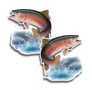 Pegatinas de vinilo trucha arco iris PESCA excelentes calcomanías de animales al aire libre c35021 paquete de 2 - Imagen 1 de 2