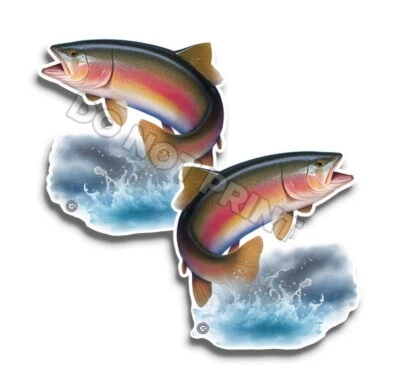 WRAPPED IN INK Rainbow Trout Vinyl Stickers FISHING Great Outdoors ANIMAL DECALS C35021 2 Pack