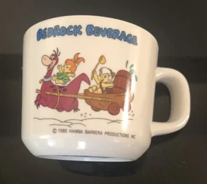 Vintage 1986 Hanna Barbera Bedrock Beverage Plastic Cup Mug Pebbles Bam Bam Dino - Picture 1 of 4