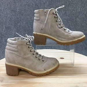 Maurices Boots Womens 6.5 M Morgan Lace Up Zip Heels Hiker Ankle Bootie Grey - Picture 1 of 19