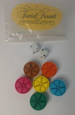 Trivial Pursuit Replacement Game Pieces Wedges Dice Full Set Complete - Image 1 of 3