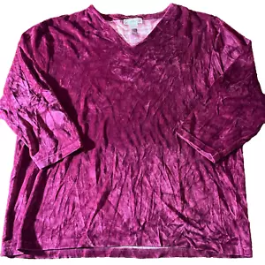 Velour Shirt Red Pullover Size 1X Dressbarn Wine Burgundy Holiday - Picture 1 of 7